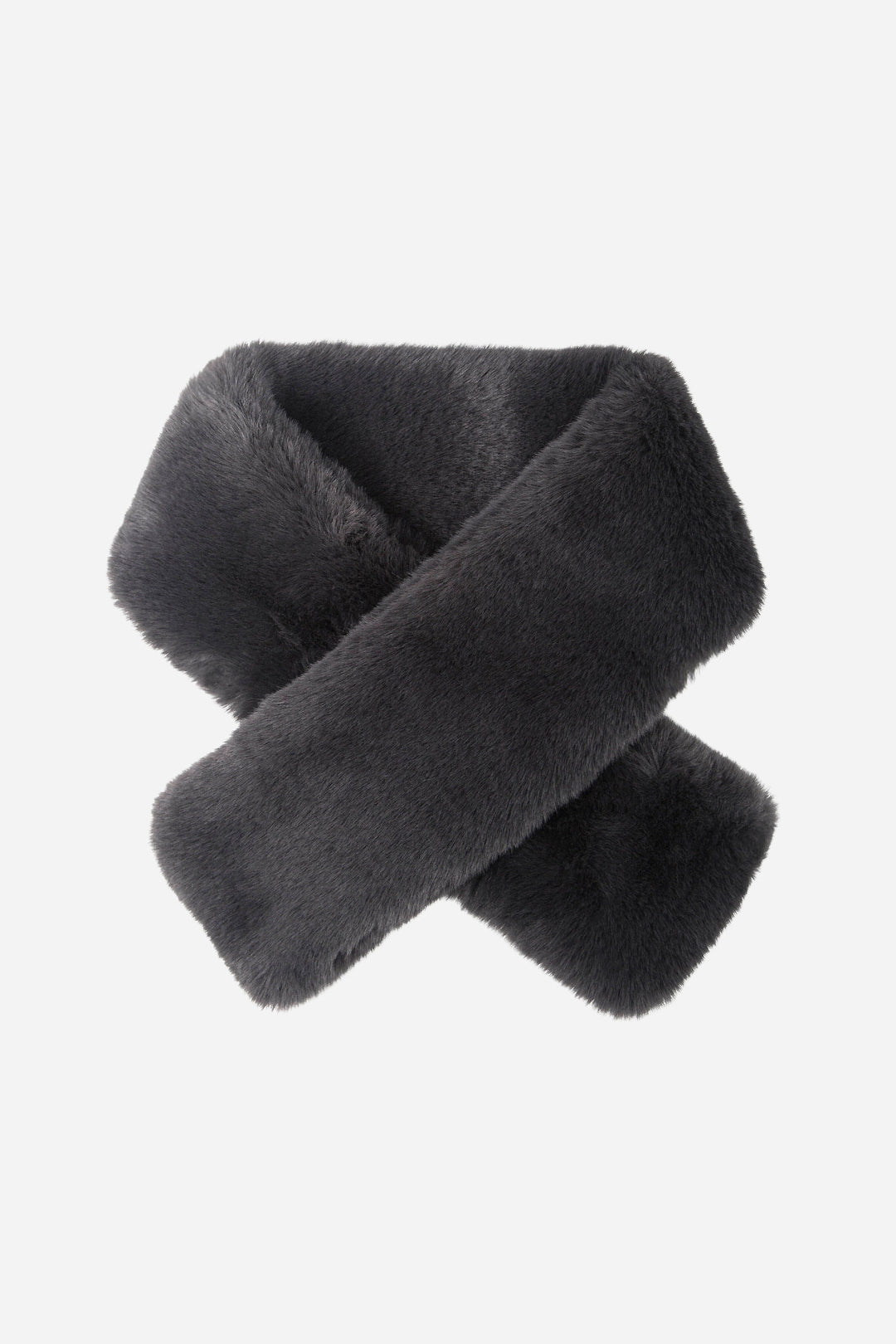 faux fur dark grey tuck collar scarf