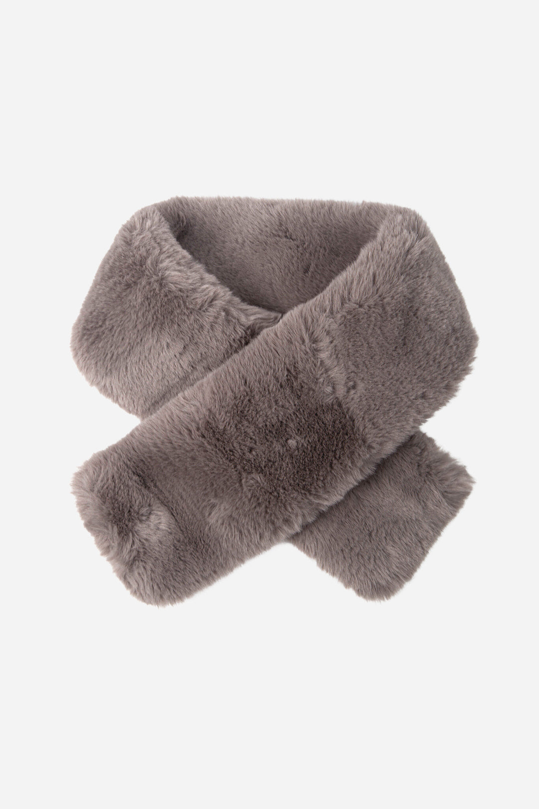 taupe coloured faux fur collar tuck scarf