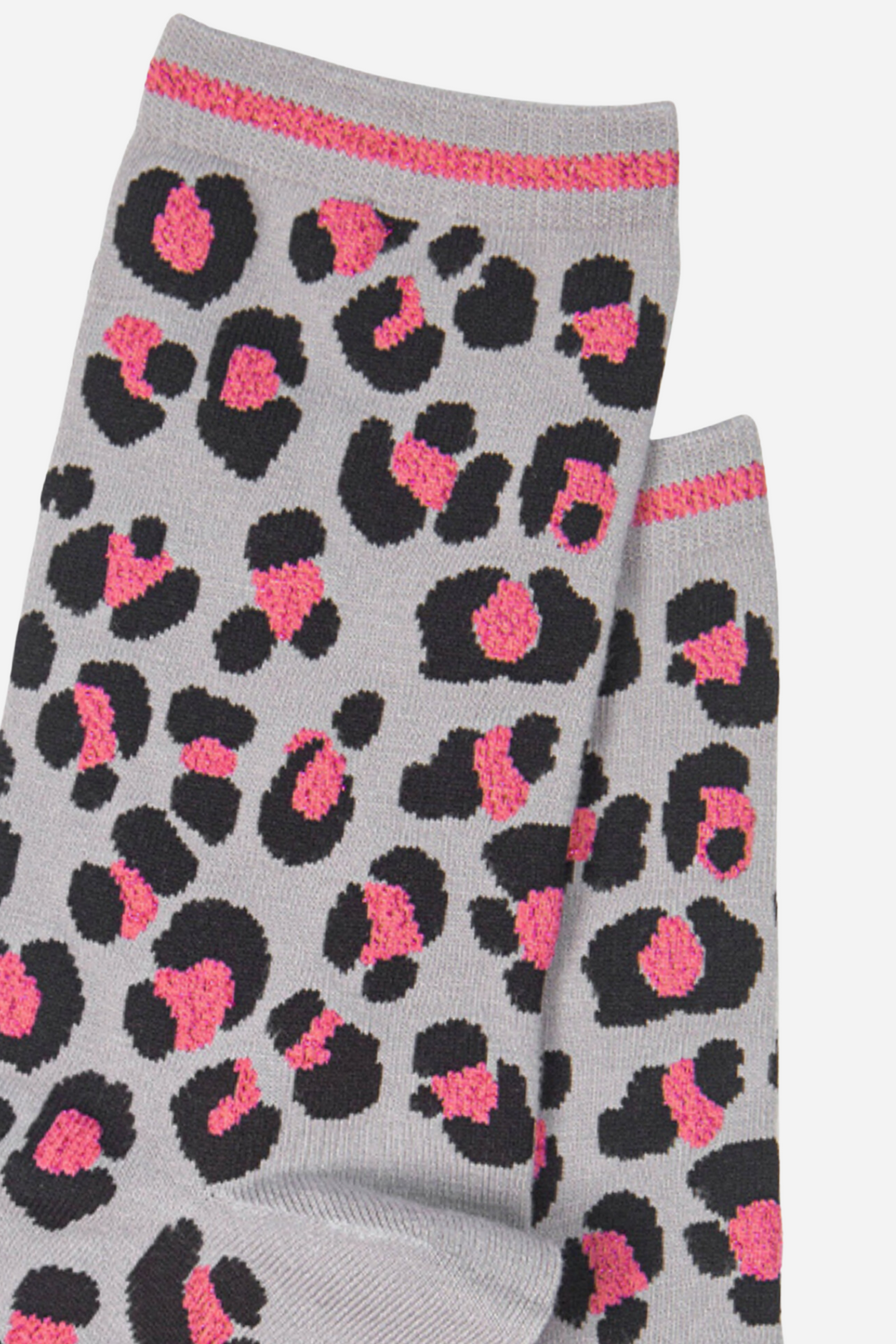 close up of the pink and grey leopard print pattern