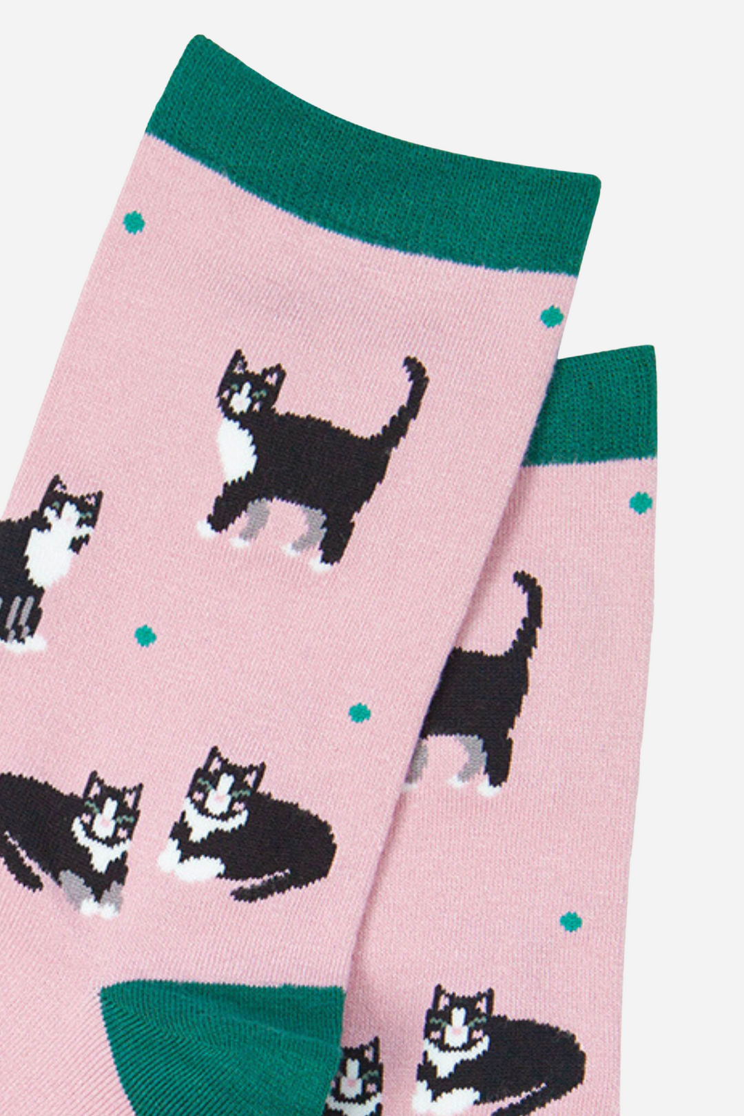 Women's Bamboo Socks Cat Print Black Cat Ankle Socks Pink