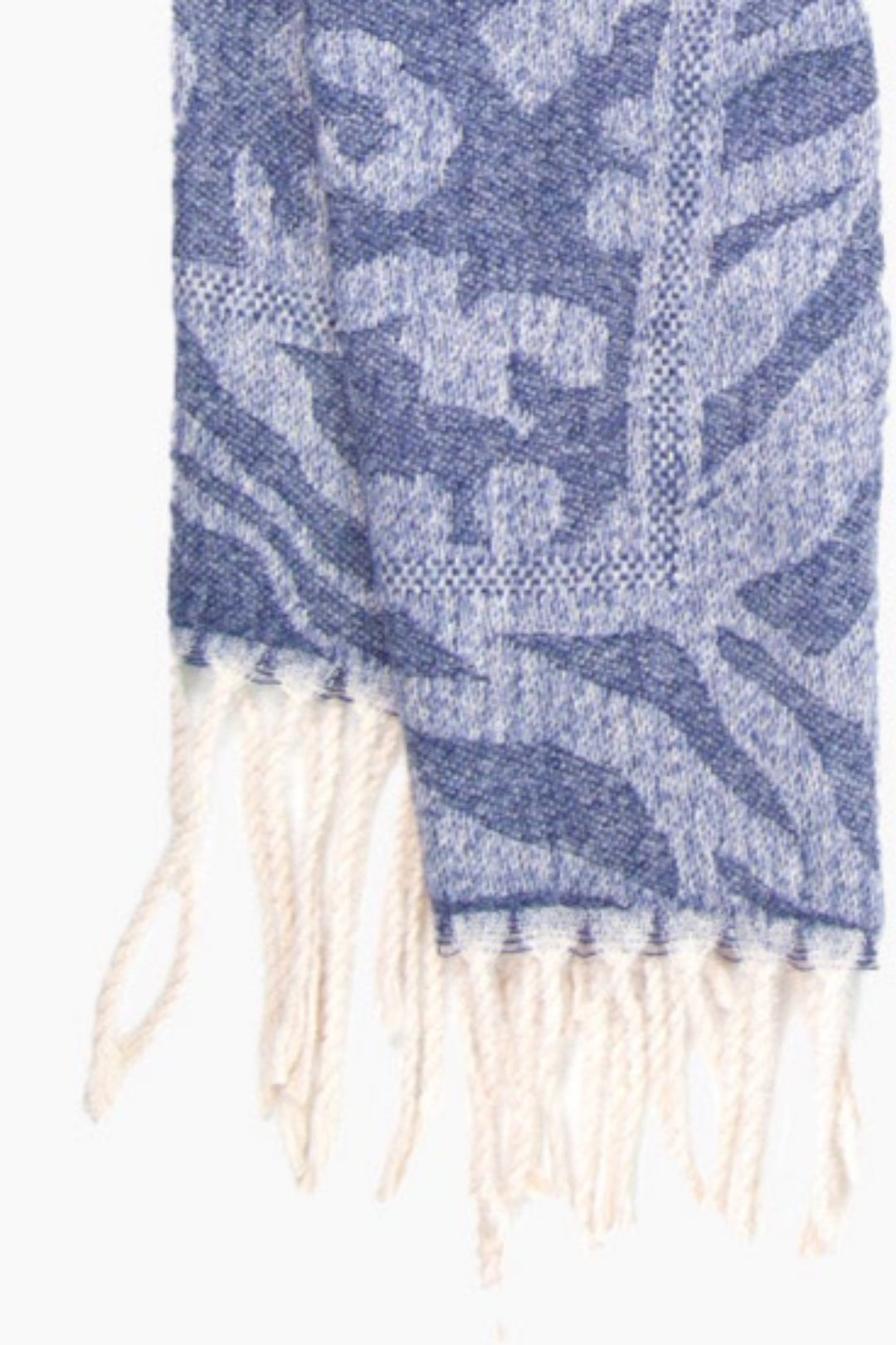 Navy Blue Leopard Print Heavyweight Scarf with Zebra Print Border
