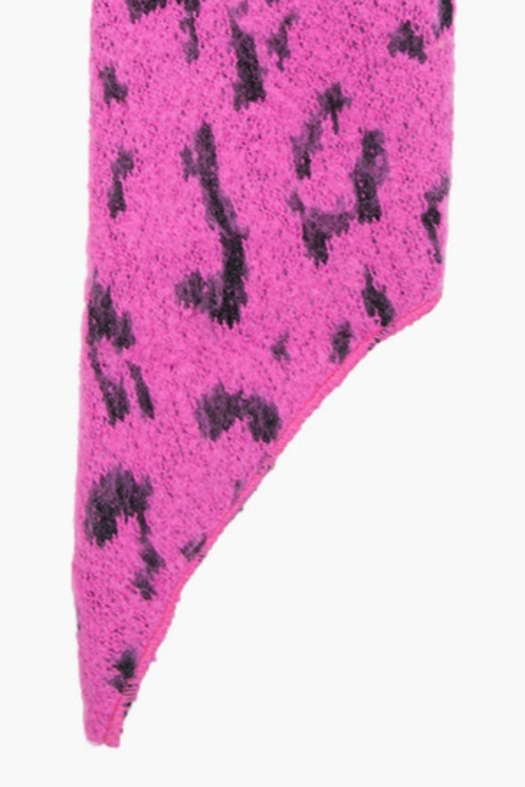 Fuchsia Black Asymmetric Heavyweight Scarf with Glitter Leopard Print