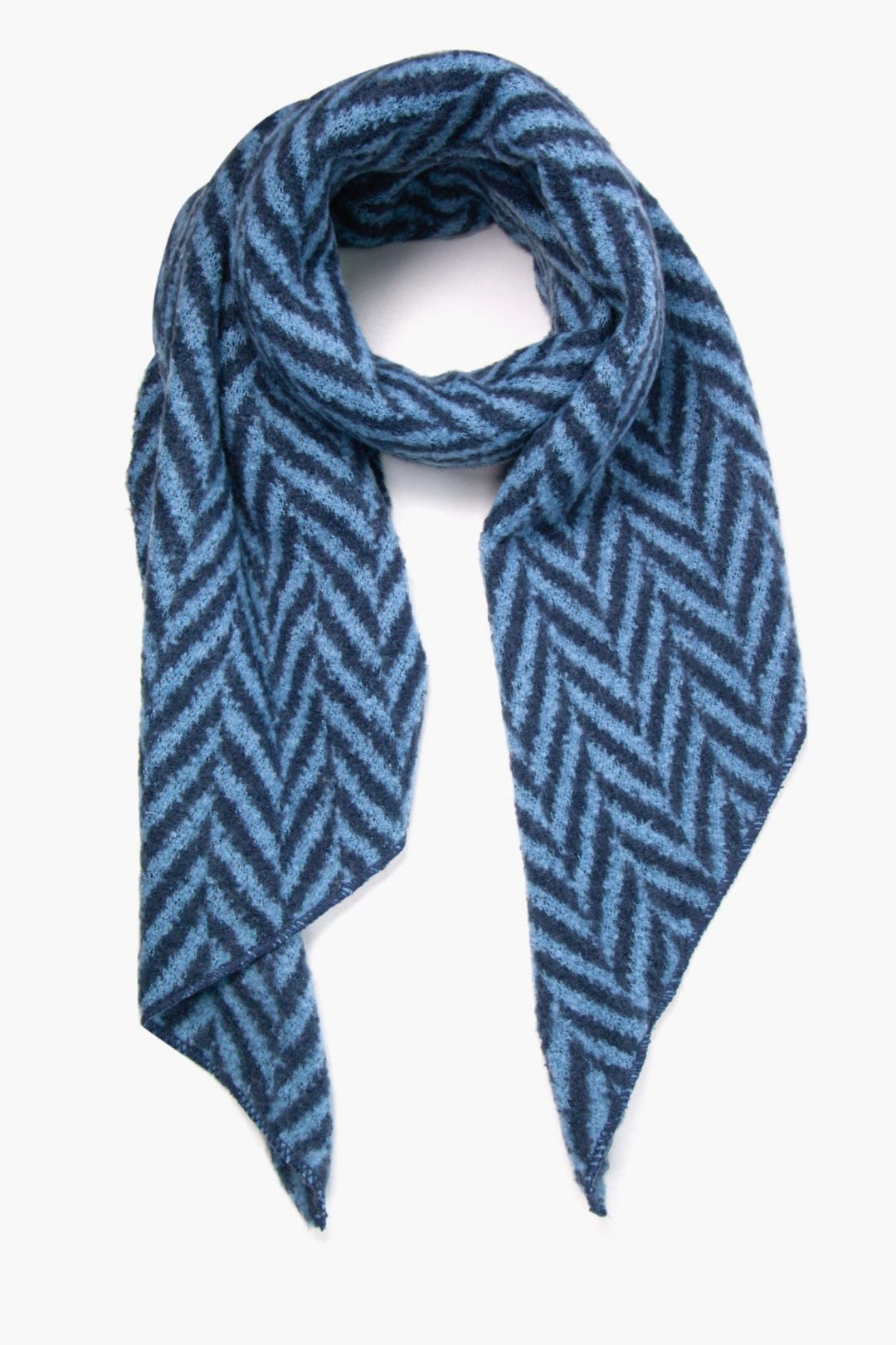 Marineblauwe denimblauwe chevronprint asymmetrische zwaargewicht sjaal