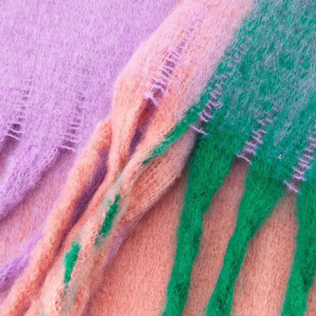 close up of the soft viscose knitted material of the winter blanket scarf