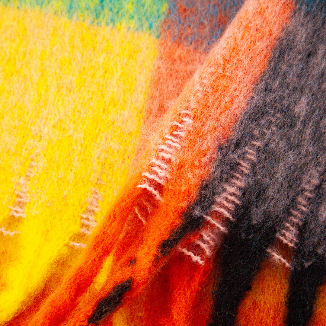 close up of the soft viscose knitted material of the winter blanket scarf