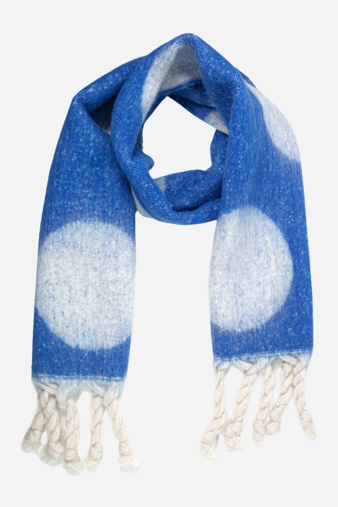 Royal Blue Large Spot Print Heavyweight Scarf