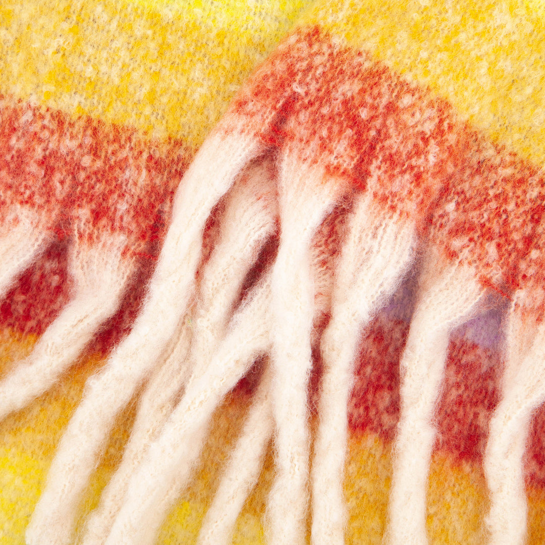 close up of the soft viscose knitted material of the winter blanket scarf