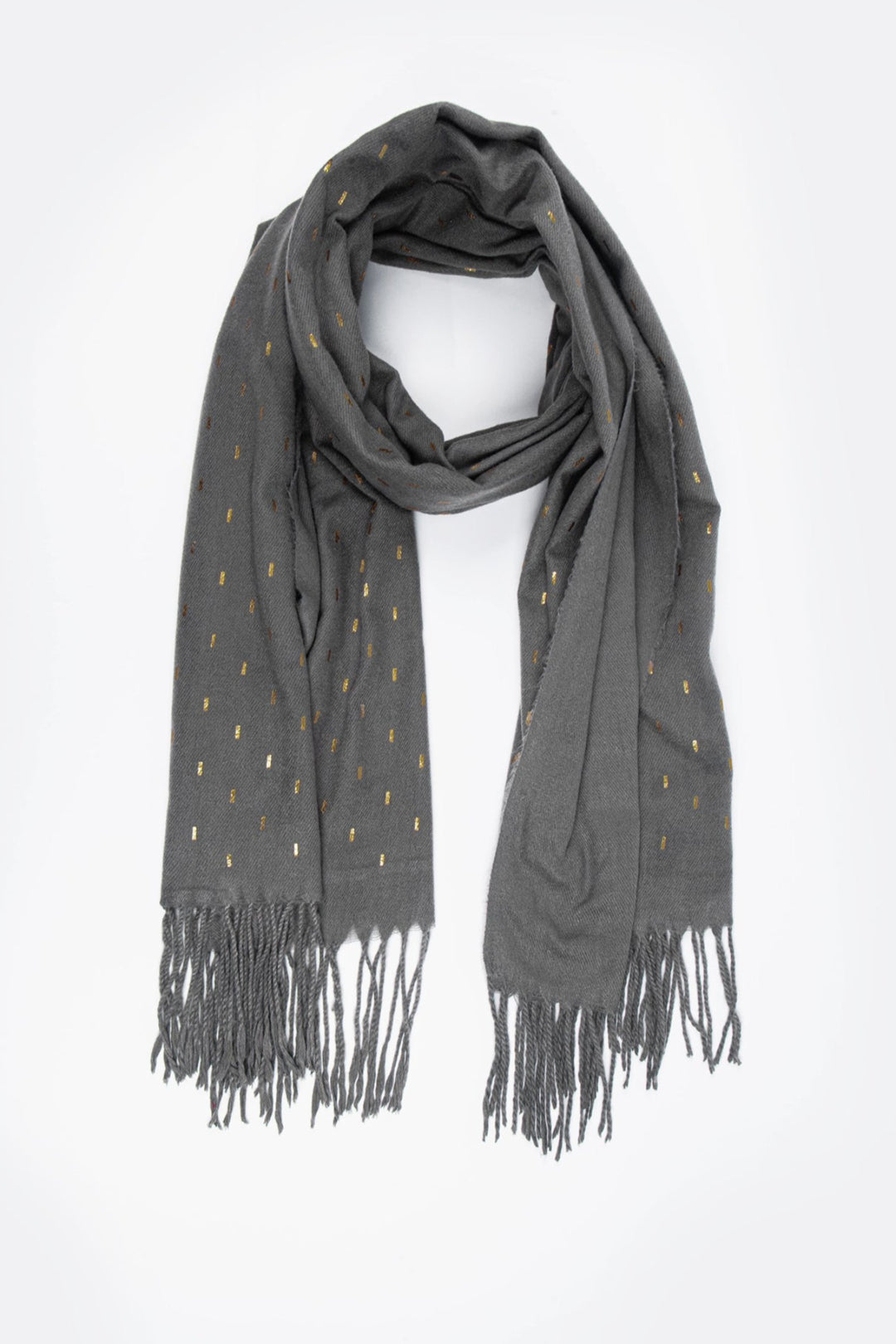 Dark Grey Heavyweight Scarf with Metallic Matchstick Detail