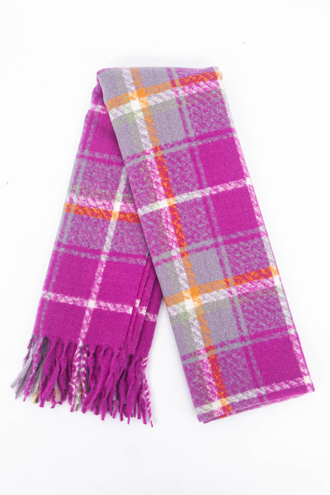 showing the scarf folded while laying flat, the traditional check pattern is highlighted.