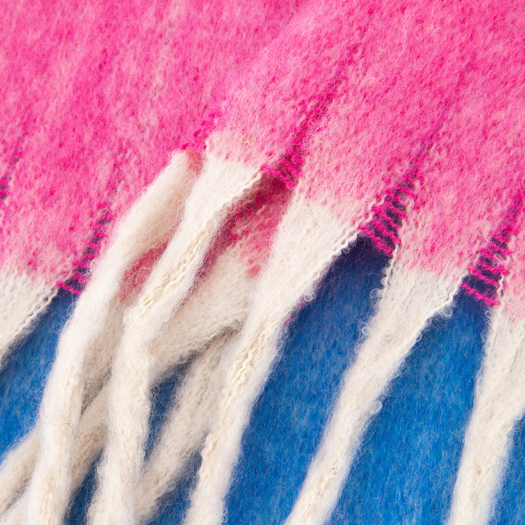 close up of the soft viscose knitted material of the winter blanket scarf