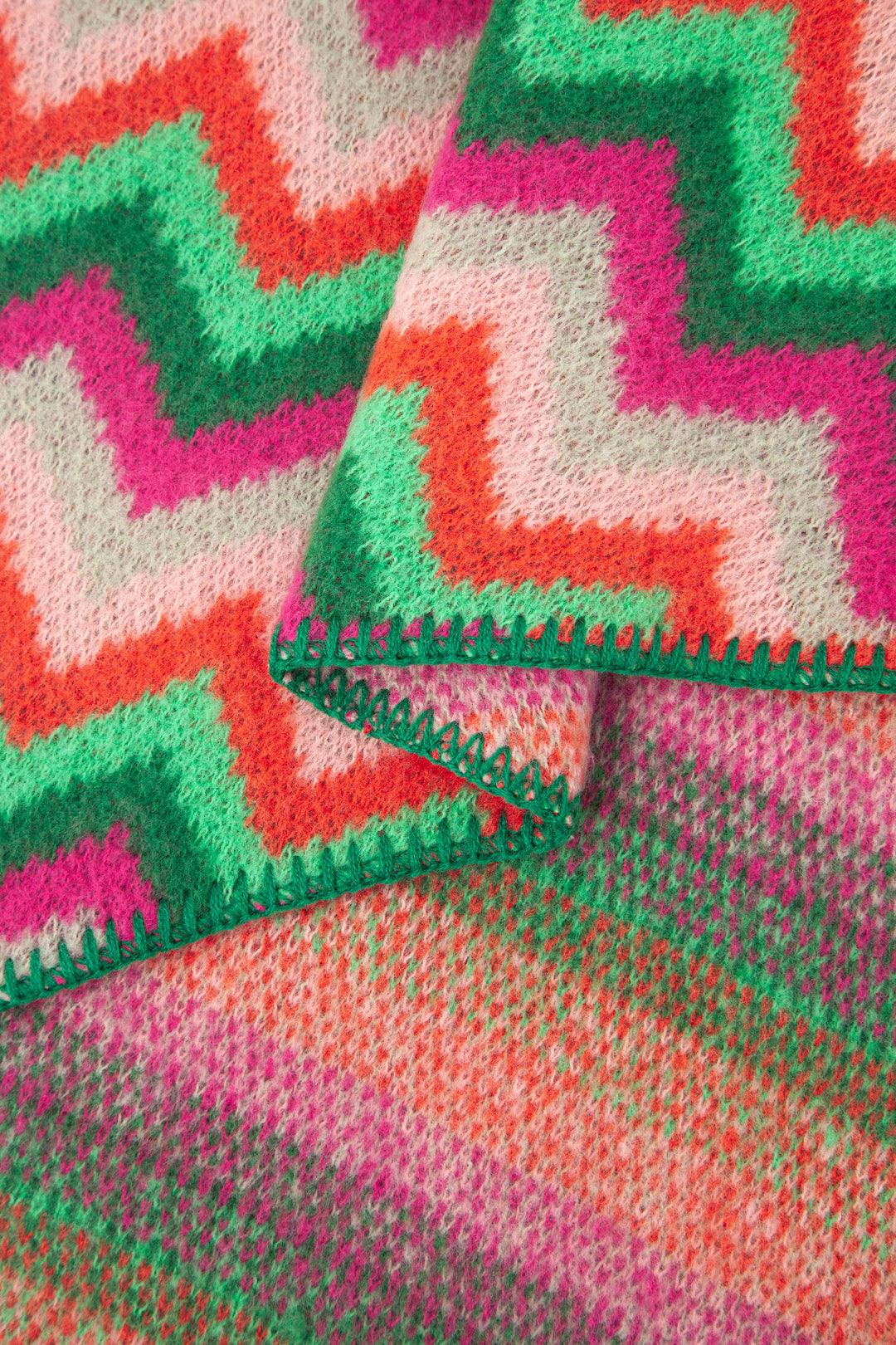 close up of the soft viscose knitted material of the winter blanket scarf