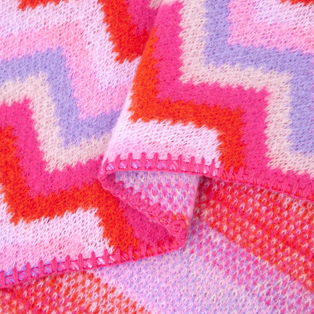 close up of the soft viscose knitted material of the winter blanket scarf