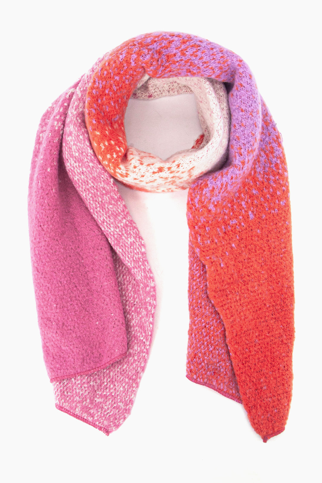 fuchsia and pink ombre colourblock winter scarf