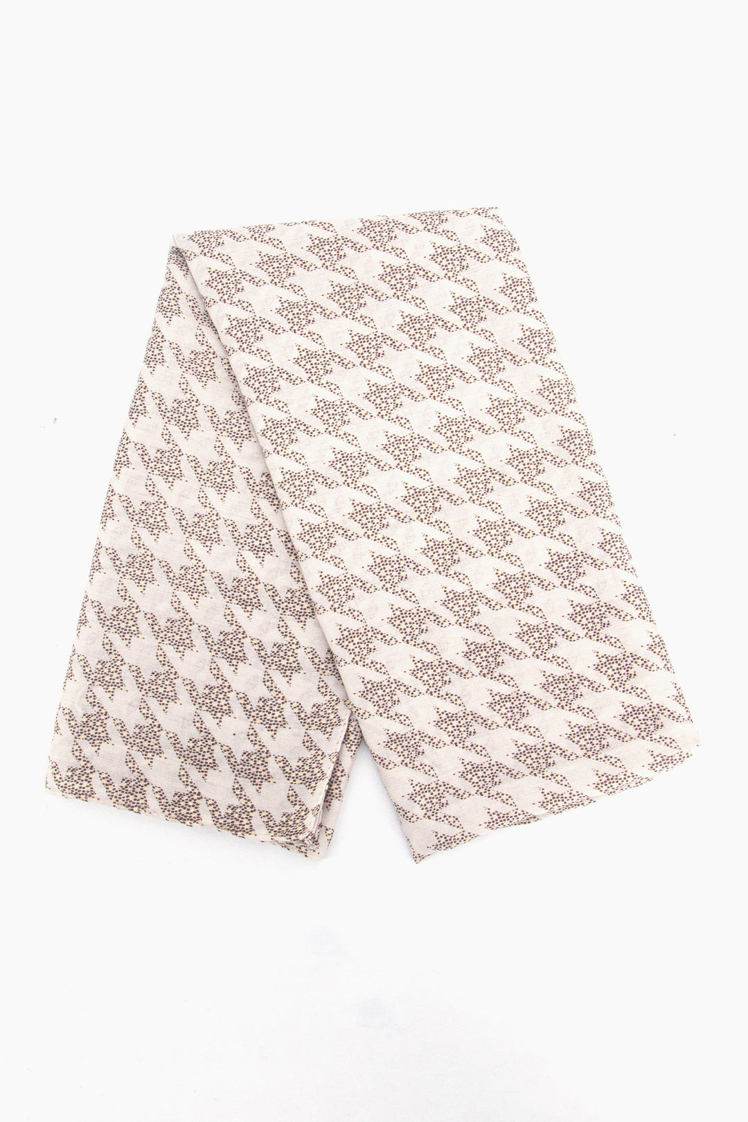 Melody Lightweight Scarf - Cream, Houndstooth Foil