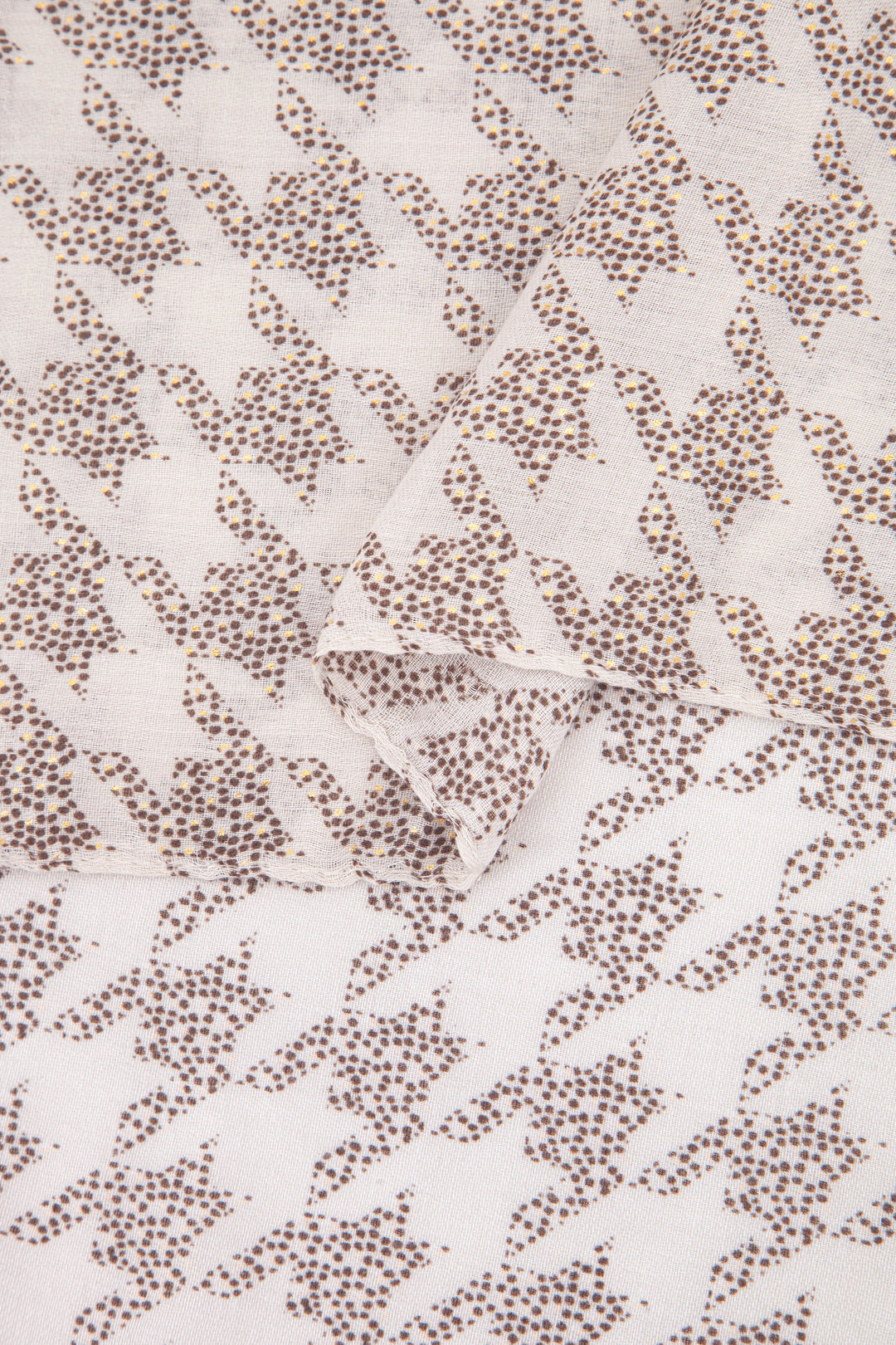 Melody Lightweight Scarf - Cream, Houndstooth Foil