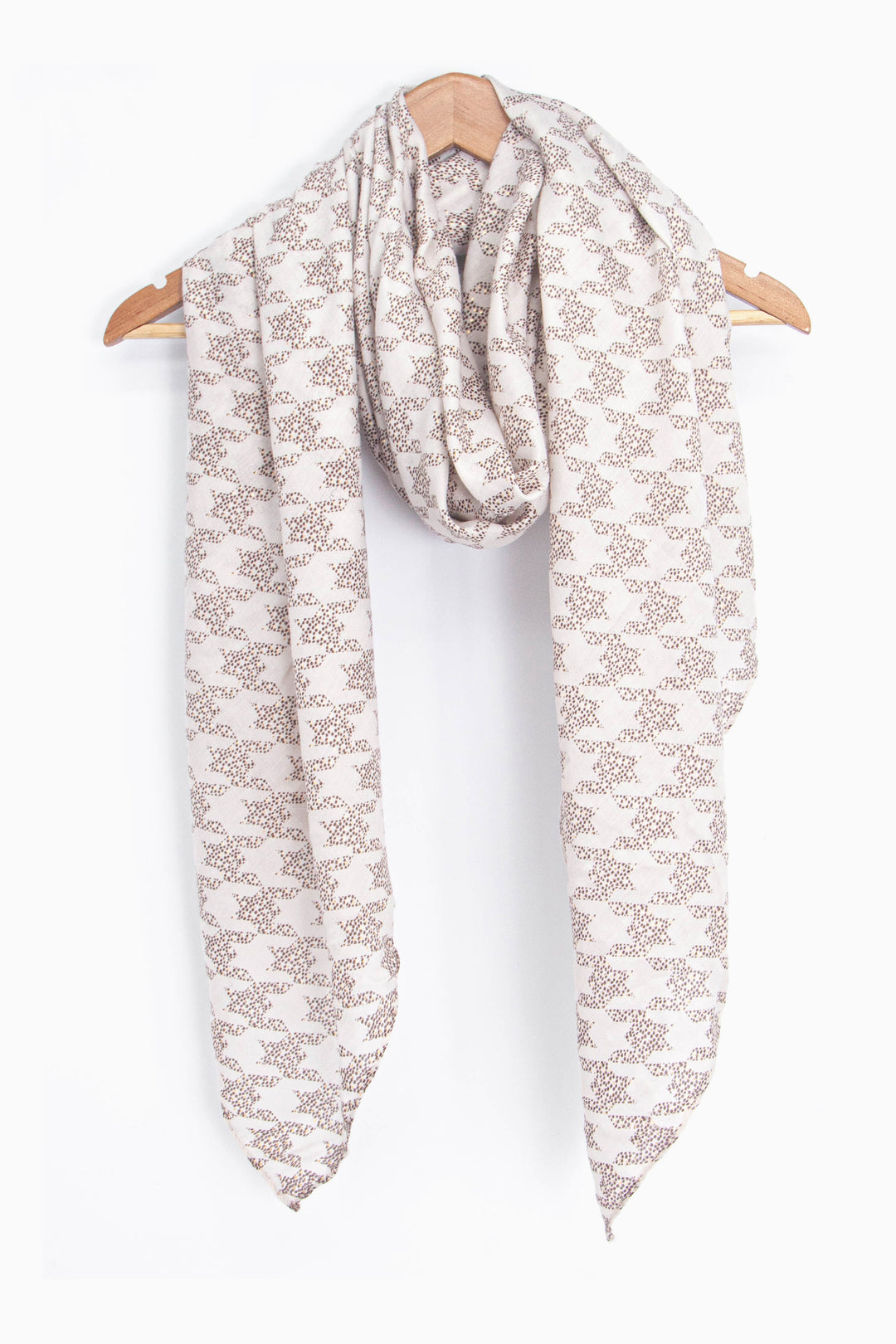 Melody Lightweight Scarf - Cream, Houndstooth Foil