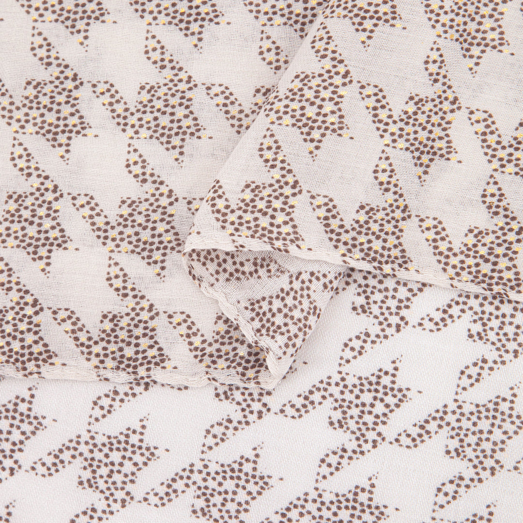 Melody Lightweight Scarf - Cream, Houndstooth Foil
