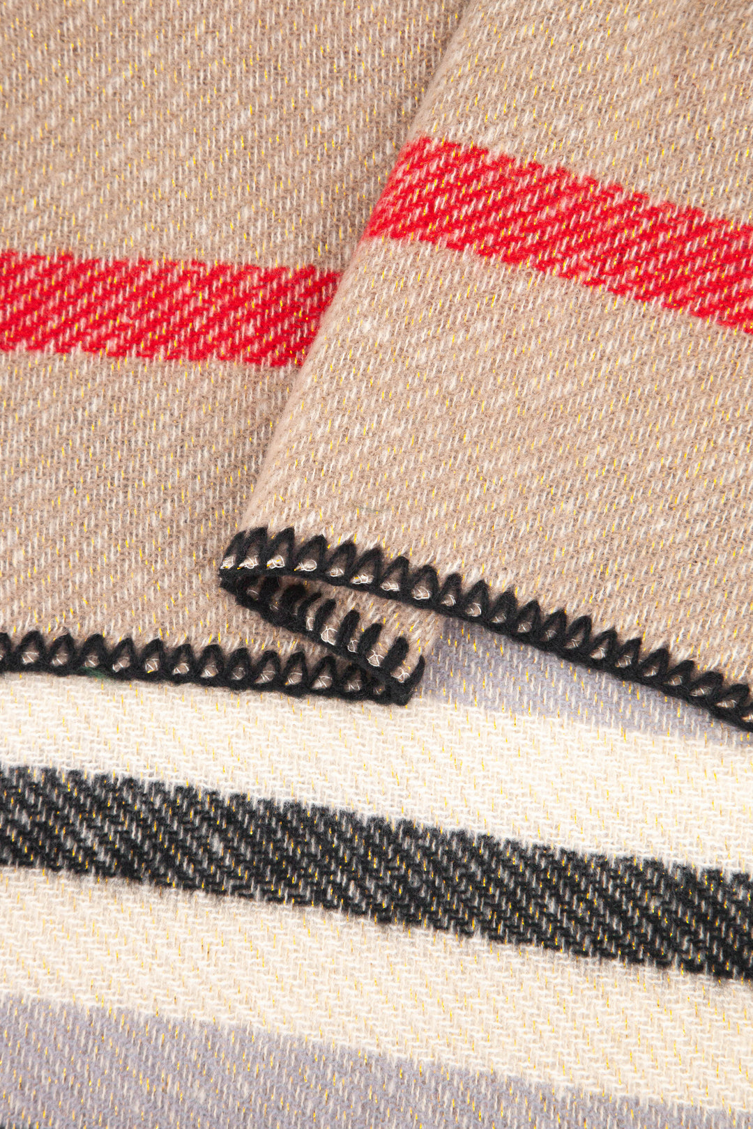 close up of the soft viscose knitted material of the winter blanket scarf