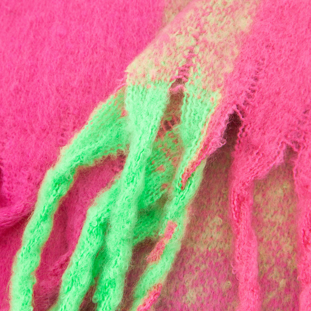 close up of the soft viscose knitted material of the winter blanket scarf