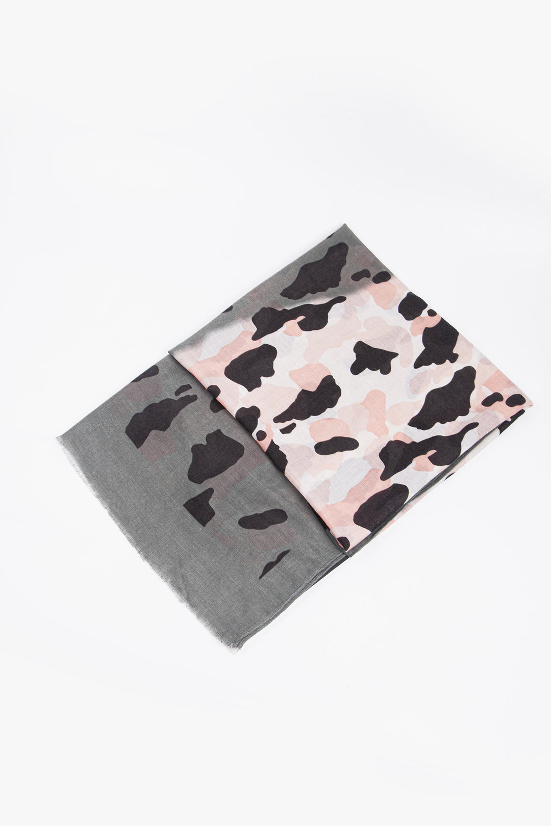 Khaki Light Pink Ombre Scarf with Colour Blot Print