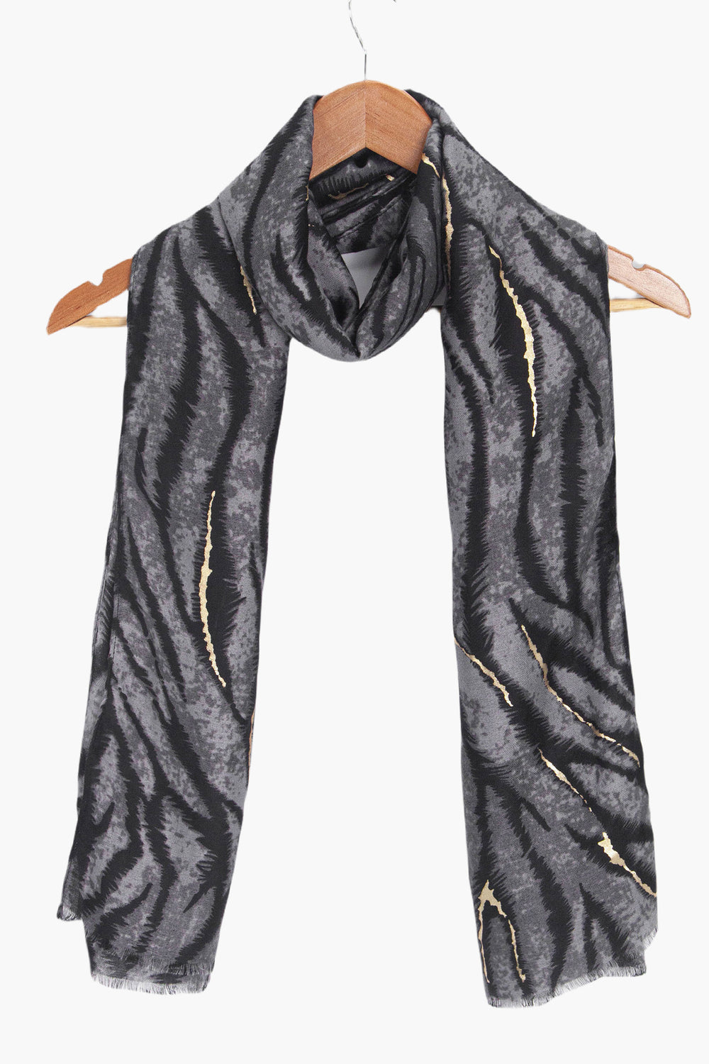 annika-grey-tiger-stripe-lightweight-scarf-draped-coat-hanger