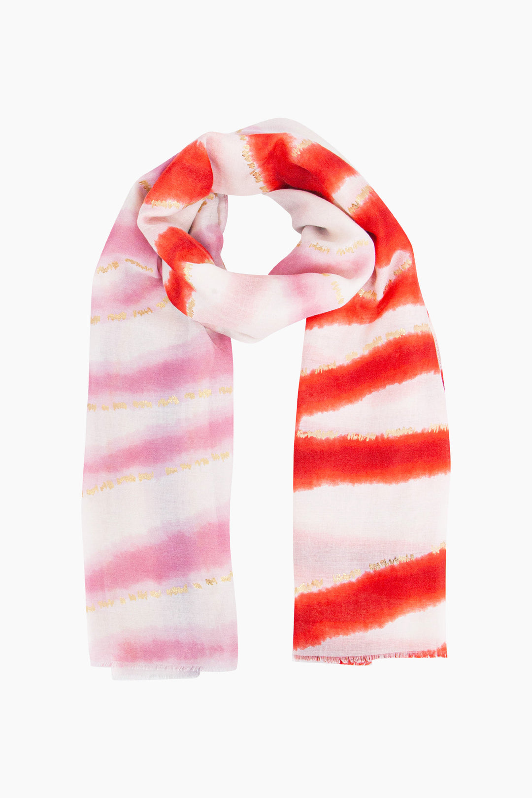 river-lightweight-scarf-red-gold-metallic-stripe-laying-flat