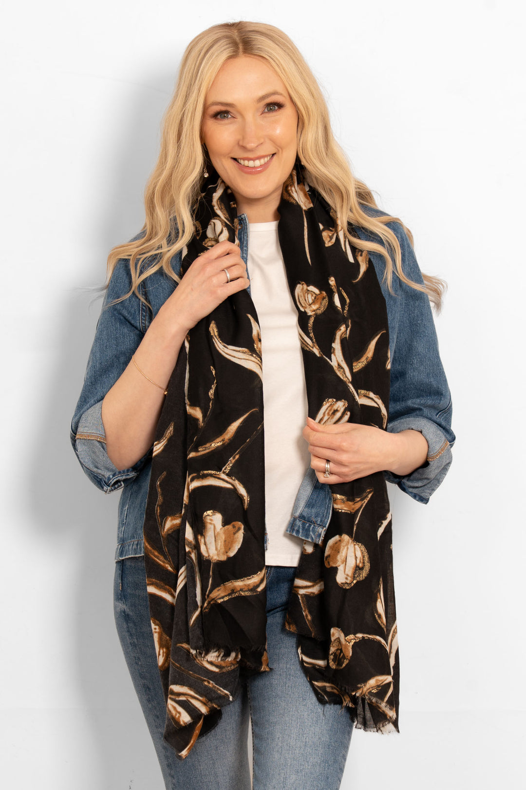 ashley-lightweight-scarf-black-large-floral-worn-by-model