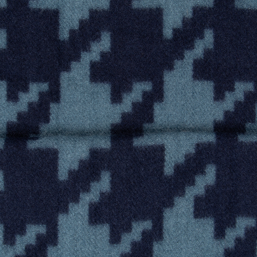 close up of the soft viscose fabric, the navy and teal colourways are clearly visible