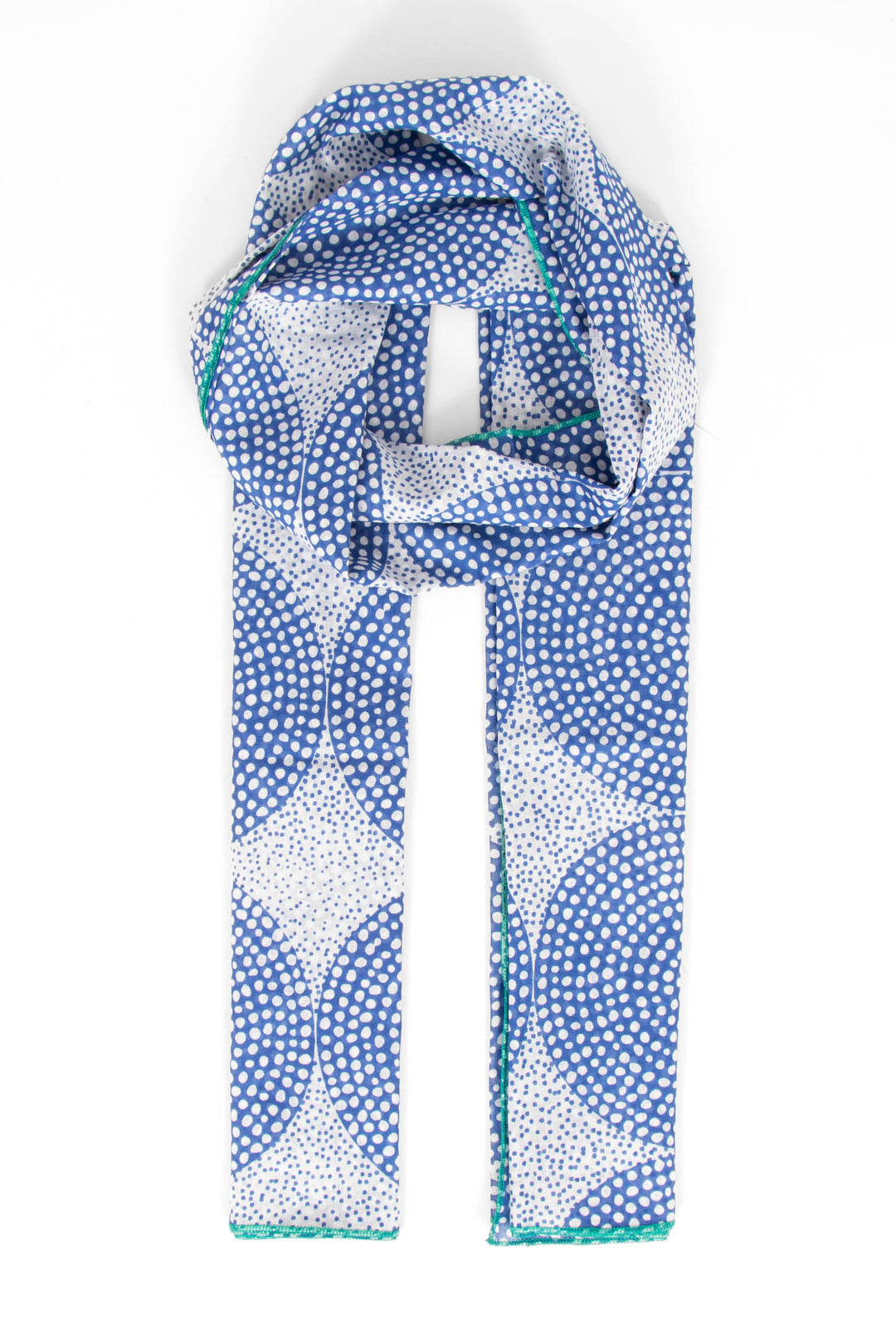 camille-lightweight-cotton-scarf-blue-polka-dot-circles-pattern-covering-design