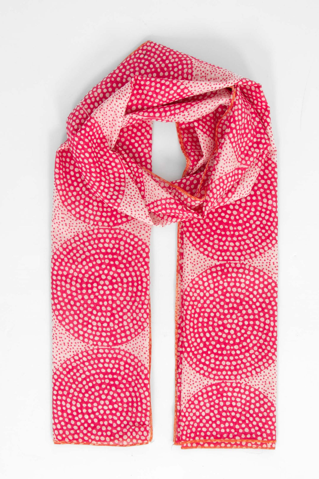 camille-lightweight-cotton-scarf-hot-pink-polka-dot-circles-pattern-covering-design