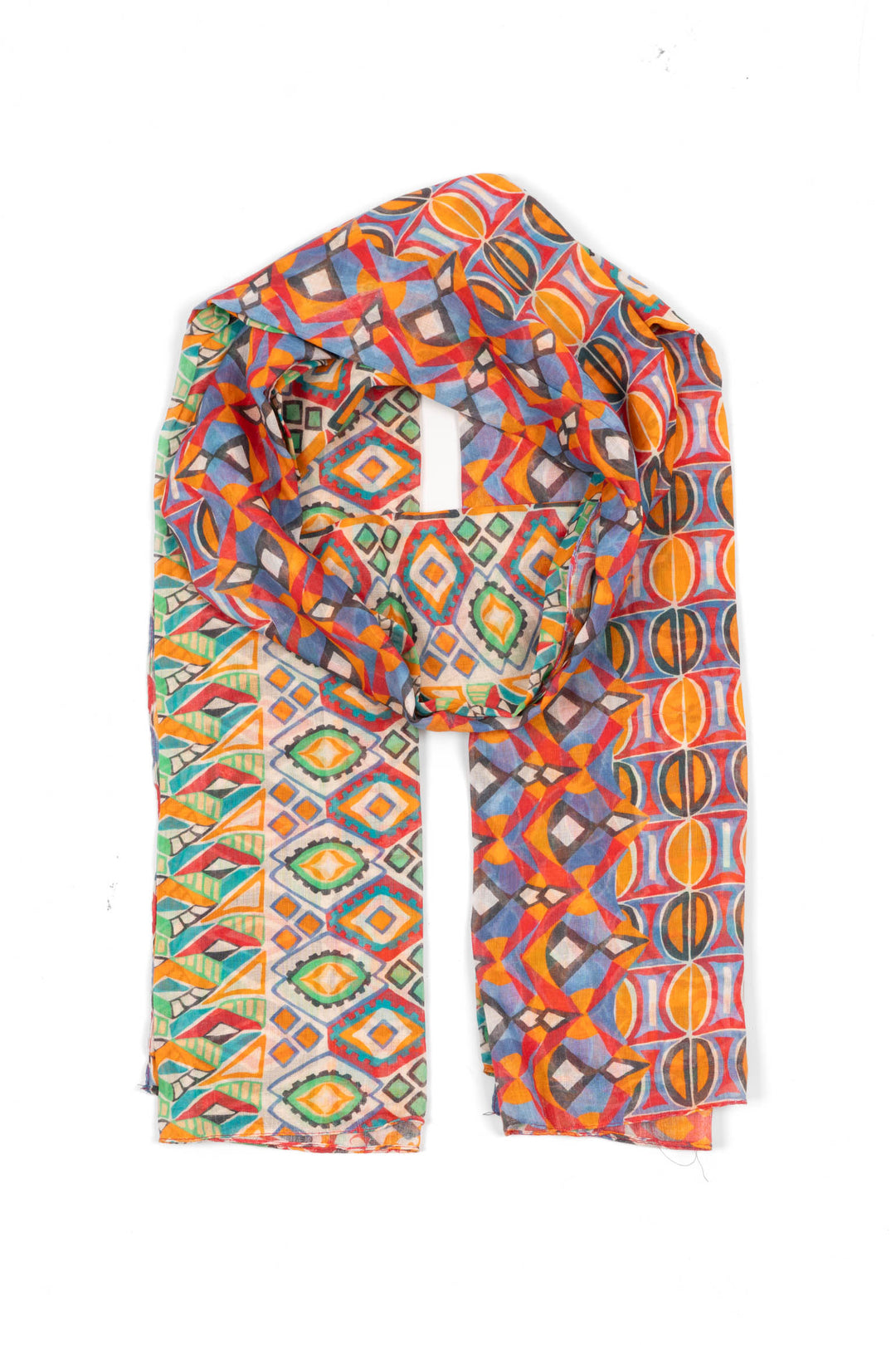 gaia-lightweight-scarf-red-multi-mosaic-print-laying-flat