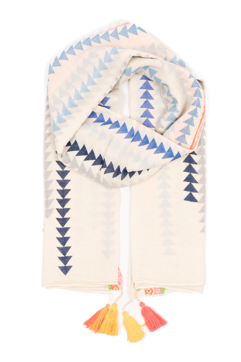 deva-lightweight-cotton-scarf-white-arrow-print-pink-yellow-tassels
