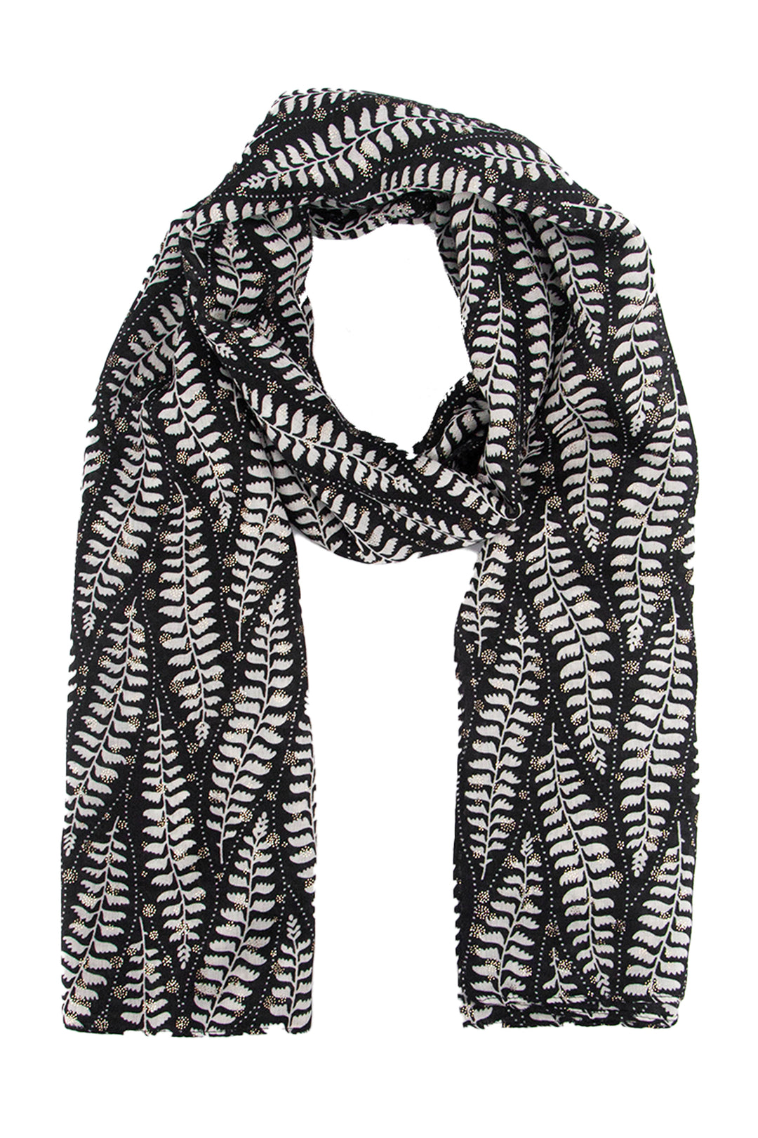 clover-black-fern-leaf-lightweight-scarf-leaf-print-pattern