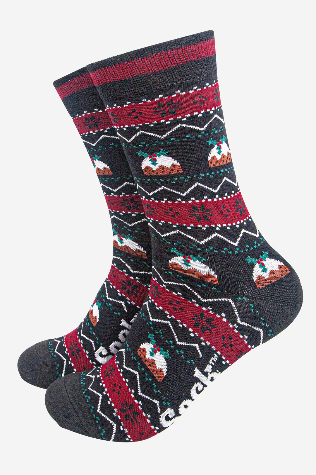 mens-bamboo-socks-black-christmas-pudding-fair-isle-xmas