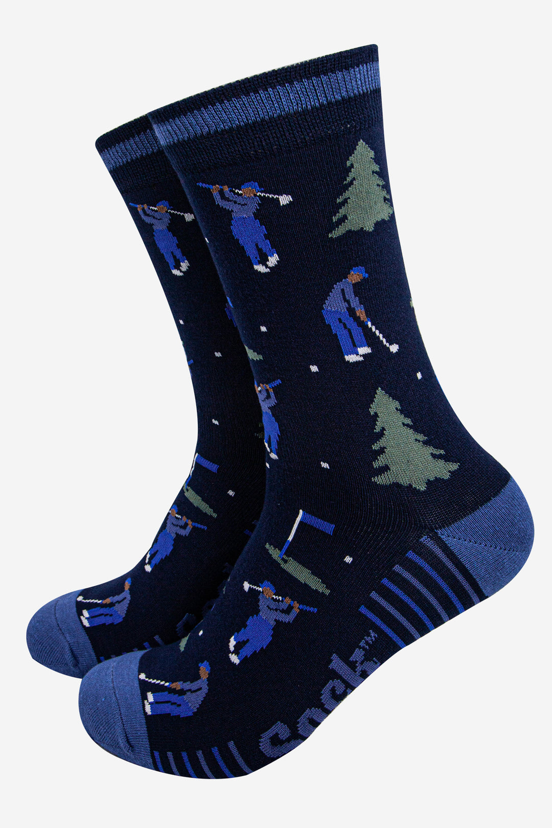 mens-bamboo-socks-navy-blue-denim-blue-golfer-and-trees-sports