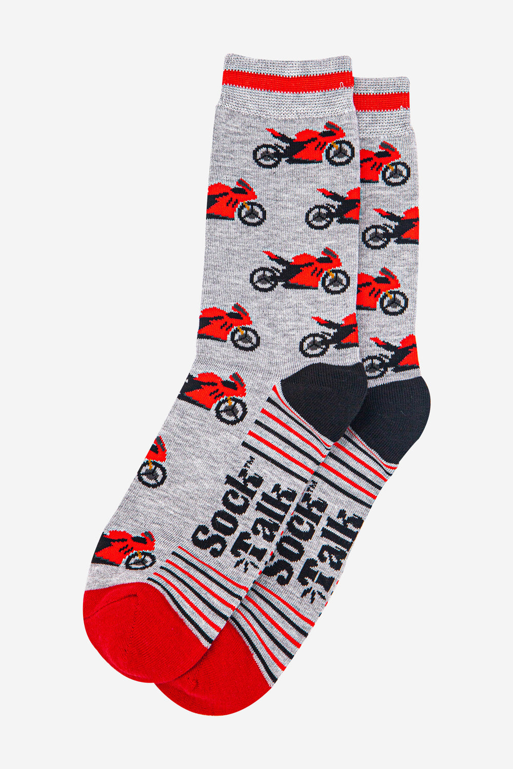 mens-bamboo-socks-light-grey-red-motorbikes-laying-flat
