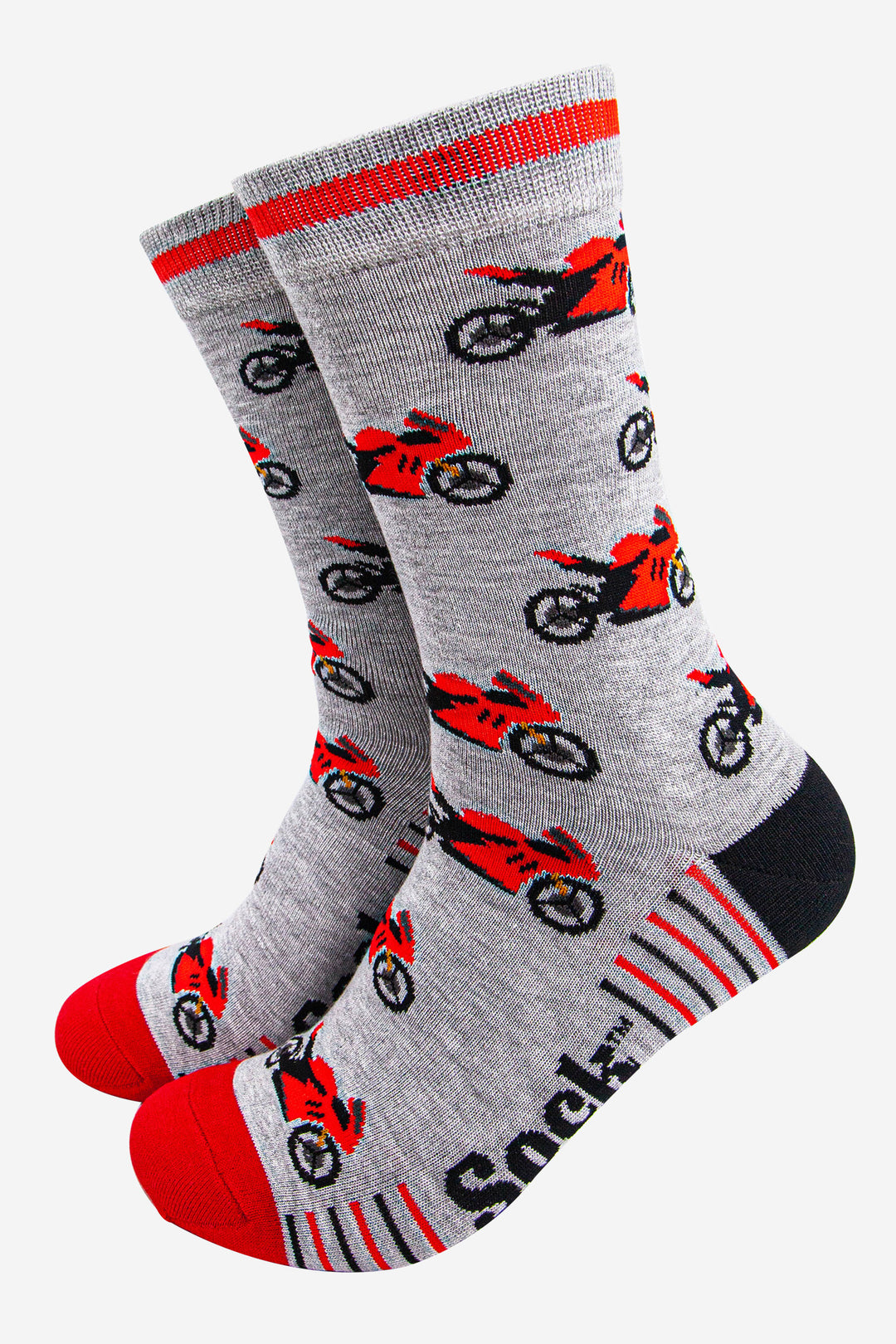 mens-bamboo-socks-light-grey-red-motorbikes-motor-sports