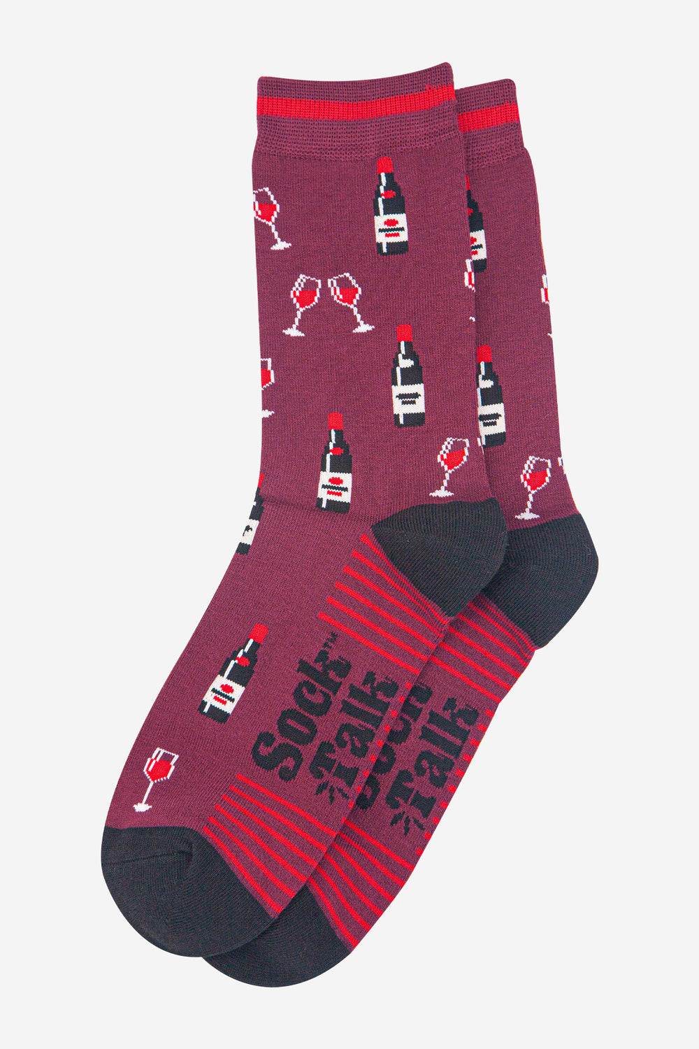 mens-bamboo-socks-burgundy-black-red-wine-laying-flat