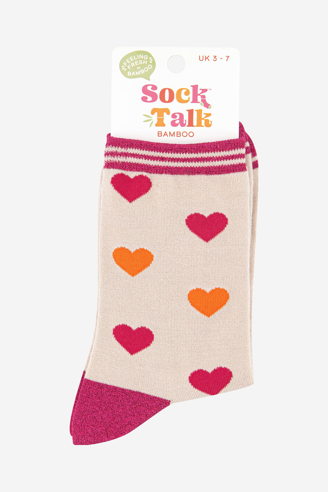 women's glitter love heart bamboo socks