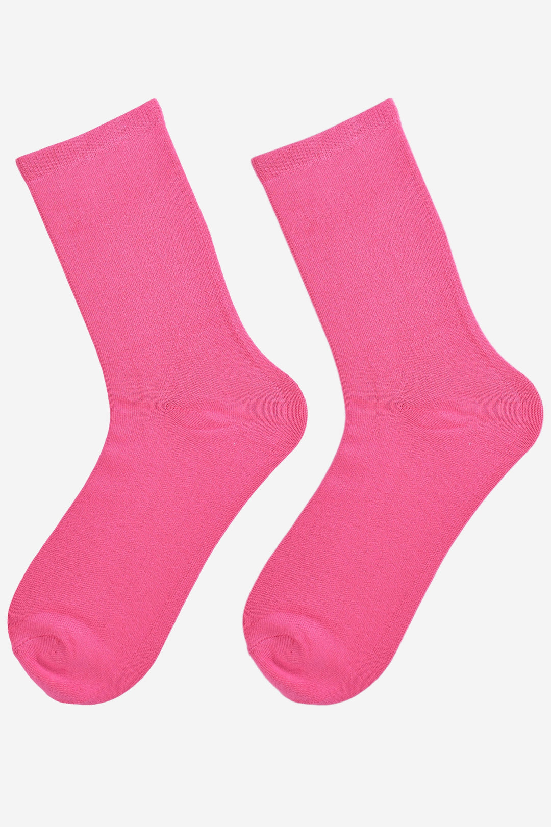 showing the hot pink bamboo socks laying flat, showing the solid plain colourway of the socks.