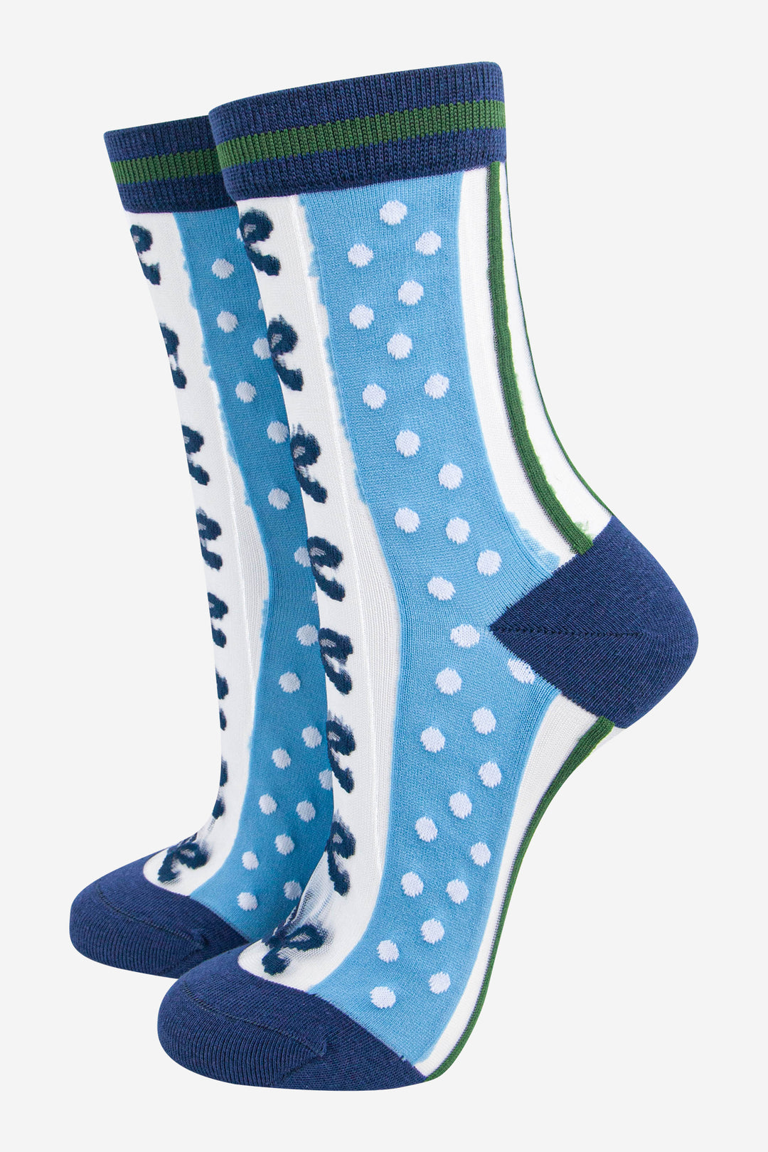 womens-sheer-ankle-socks-blue-green-stripe-bow-popsocks-nylons