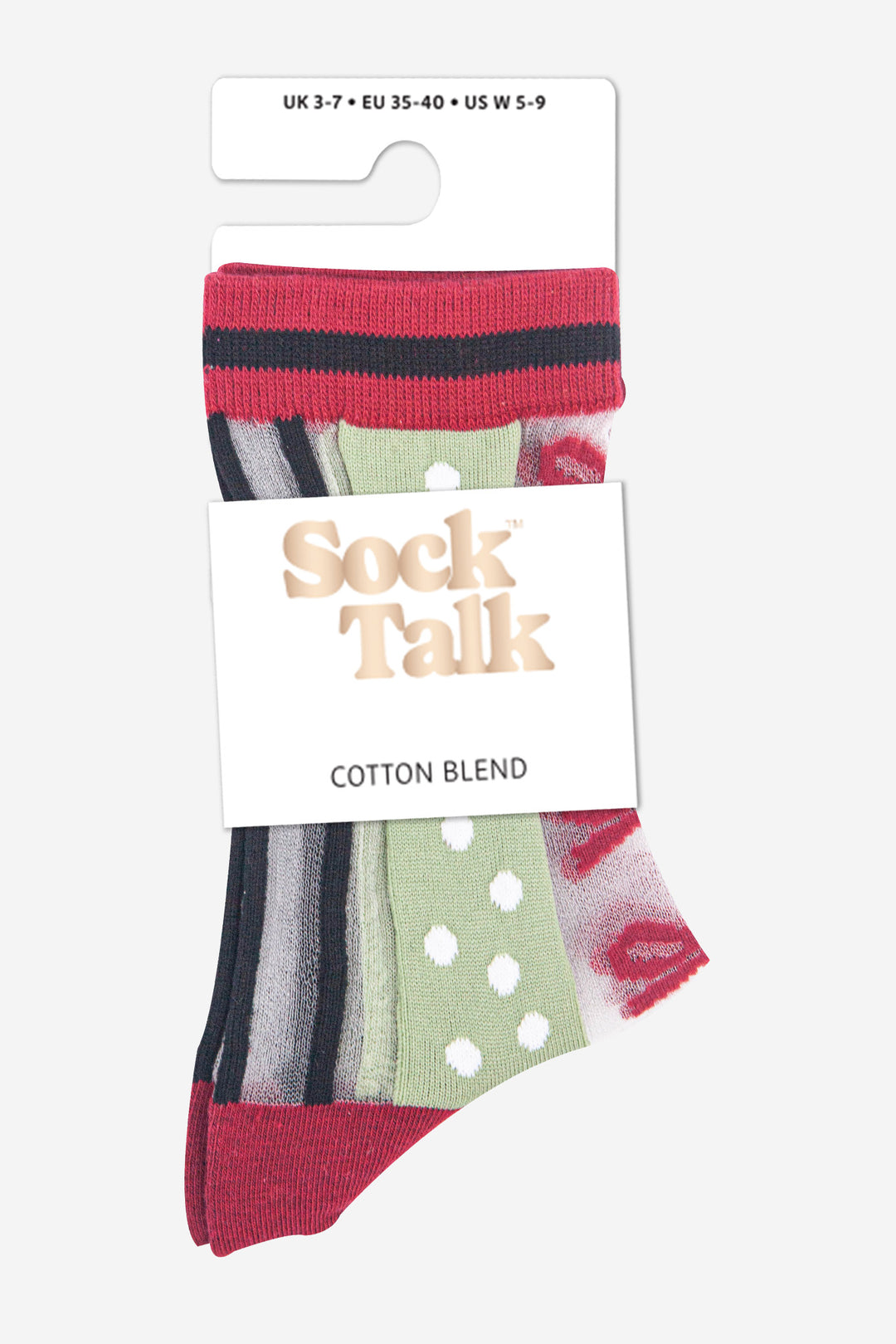 womens-sheer-ankle-socks-green-red-stripe-bow-in-sock-talk-packaging
