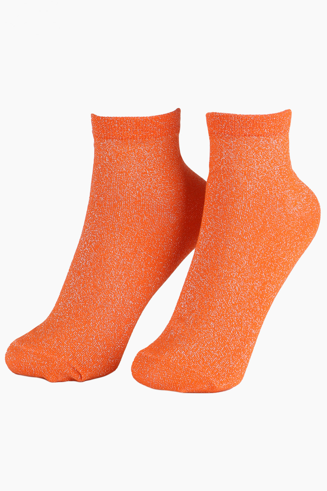 orange cotton socks with an all over silver glitter sparkle