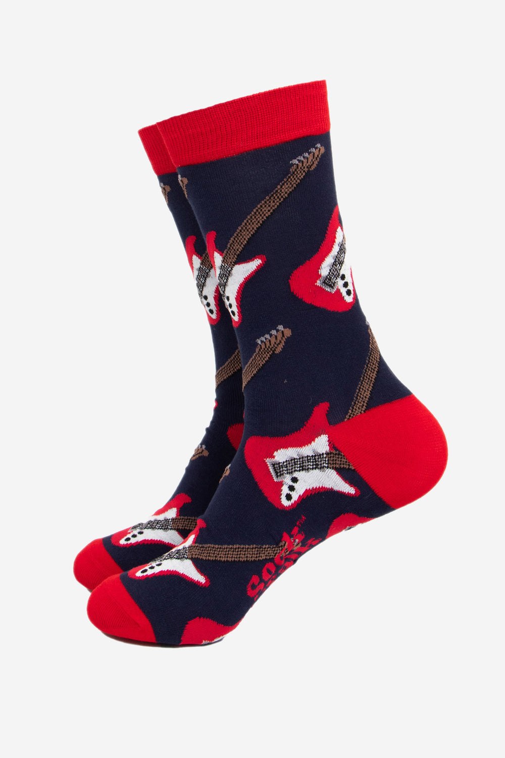 mens-socks-gift-box-black-rock-band-navy-red-guitar