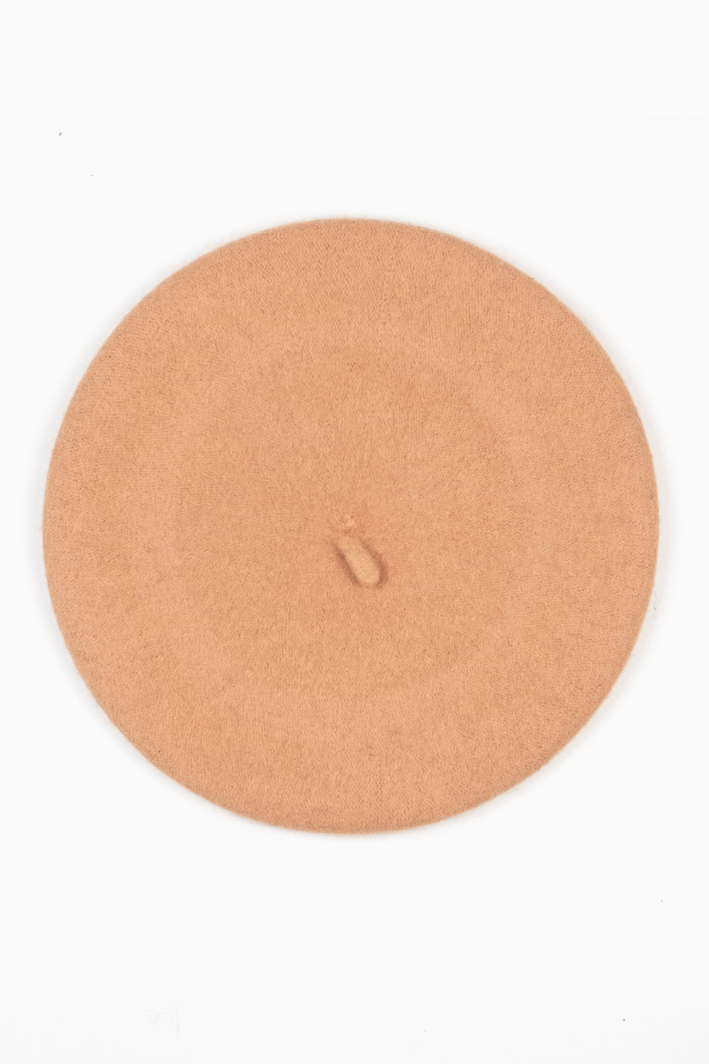 showing the beret hat from above showing the classic stem feature on the top of the hat.