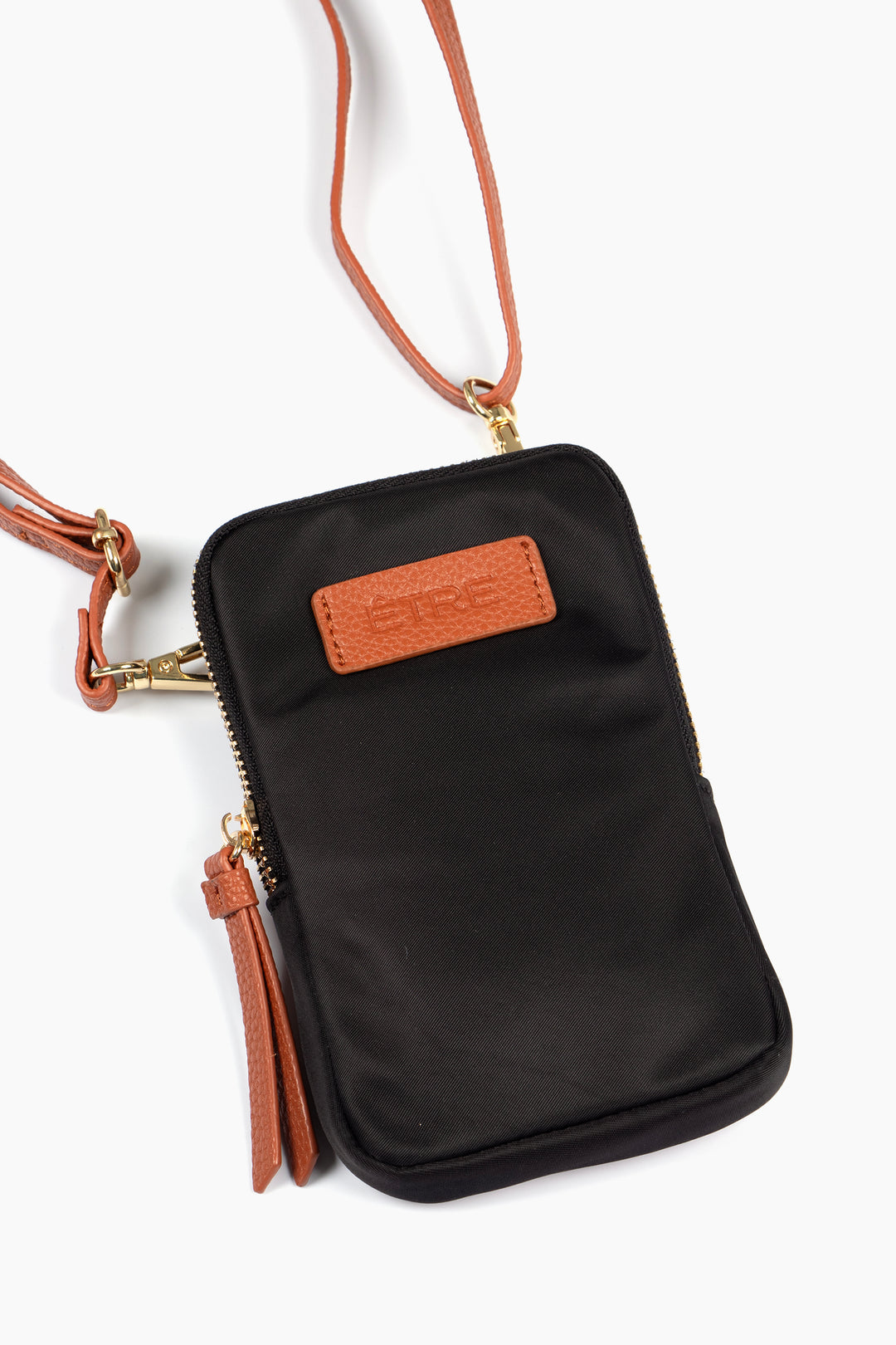 close up of the phone pouch, showing the zip closure fastening