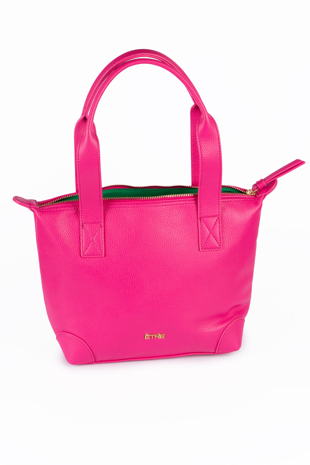 showing the tote bag unzipped, showing a spacious internal main compartment.