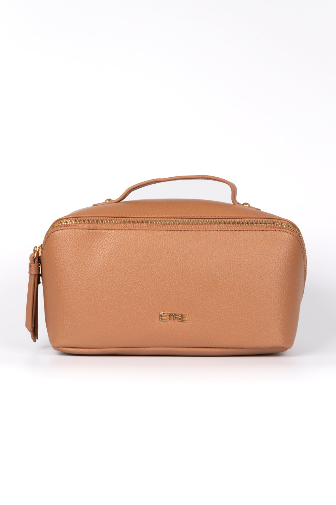Mila Vanity Case - Tan, Pebbled Faux Leather