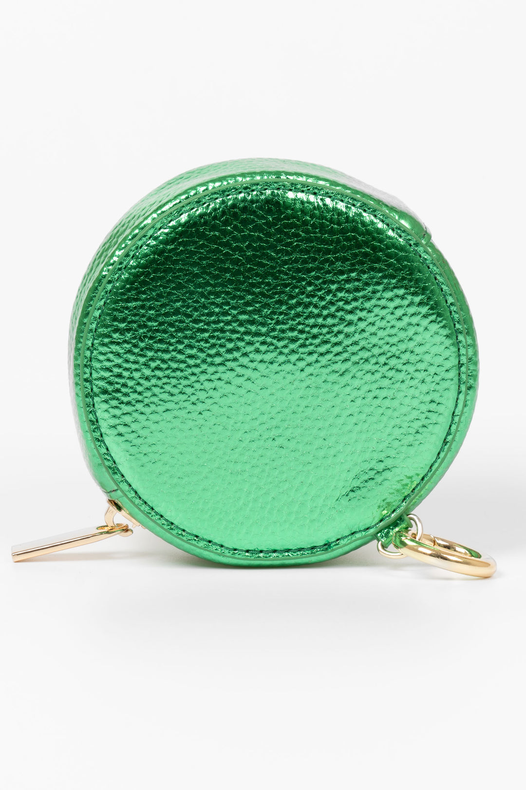 finley-round-coin-purse-green-metallic-faux-leather-close-up