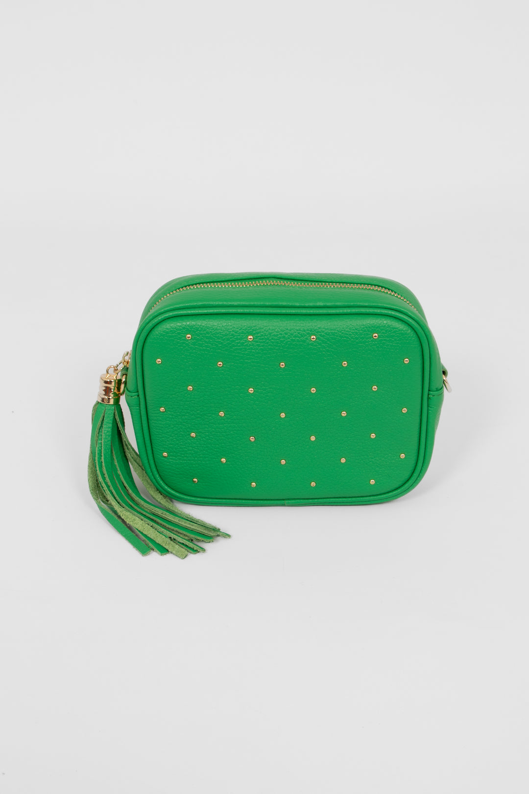 Watermeloen Italiaanse lederen cameratas met gouden studs
